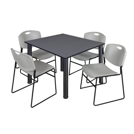 Regency Kee Square Table & Chair Set, Wood, Metal, Polypropylene Top TB4848GYBPBK44GY